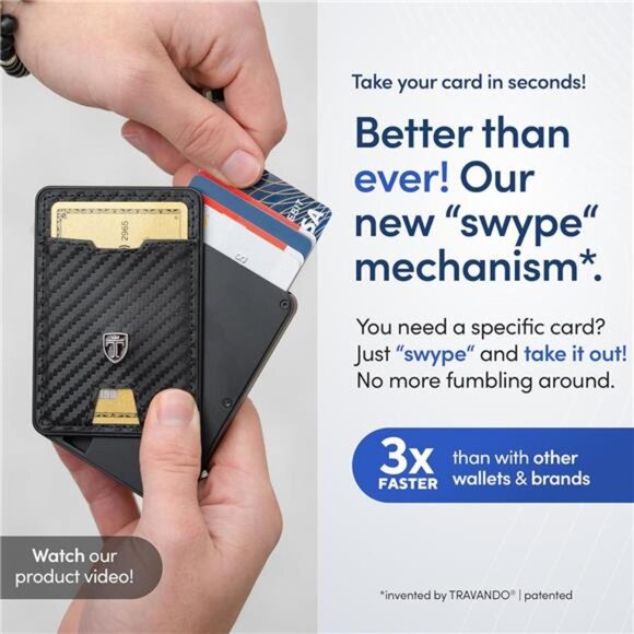 NEW Swype Slim Wallet for Men Metal RFID Blocking‎ Mens Wallet Card Case, Carbon - Picture 3 of 7